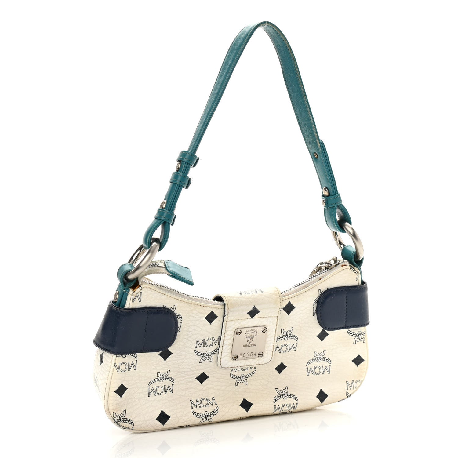 MCM Visetos Shoulder Bag White Blue Yellow 3 of 19