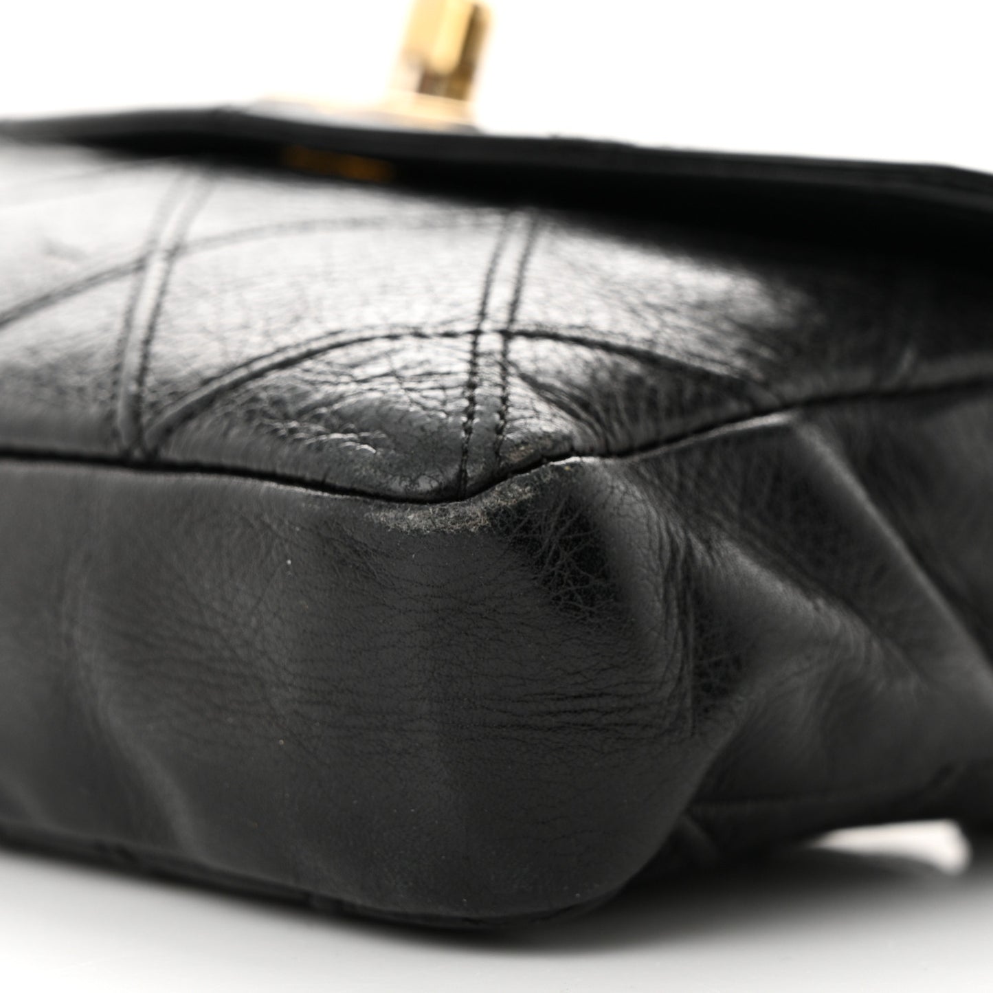 Calfskin Quilted Flap Waist Belt Bag Black