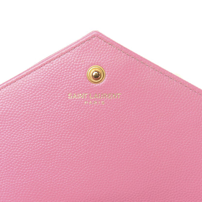 Saint Laurent Grain De Poudre Matelasse Chevron Monogram Chain Wallet Indian Pink 6 of 12