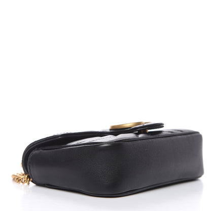 Gucci Calfskin Matelasse Super Mini GG Marmont Shoulder Bag Black 4 of 9