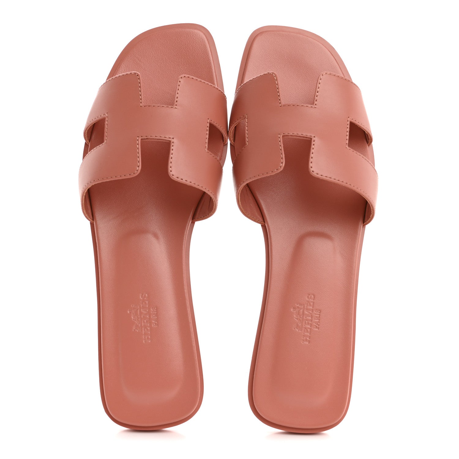 Hermes Box Calfskin Oran Sandals 38.5 Rouge Tomette 2 of 10