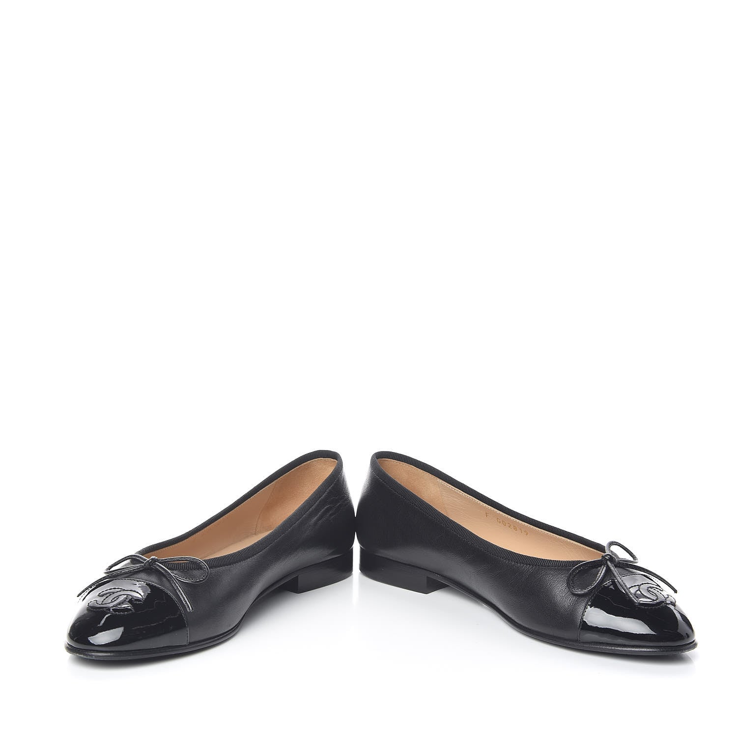 Chanel Lambskin Patent CC Cap Toe Ballerina Flats 36 Black 5 of 11