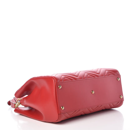 Gucci Calfskin Matelasse Medium GG Marmont Tote Hibiscus Red 5 of 10