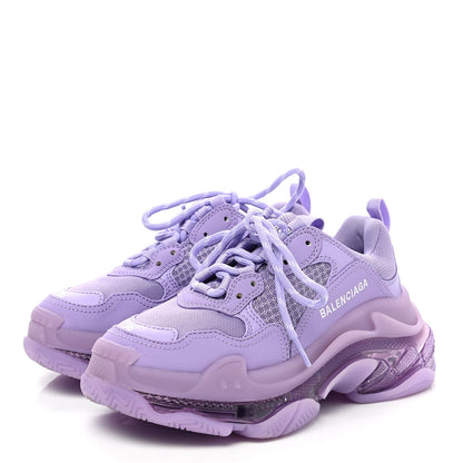 Balenciaga Fabric Mesh Clear Sole Womens Triple S Sneakers 36 Light Lilac White 3 of 11