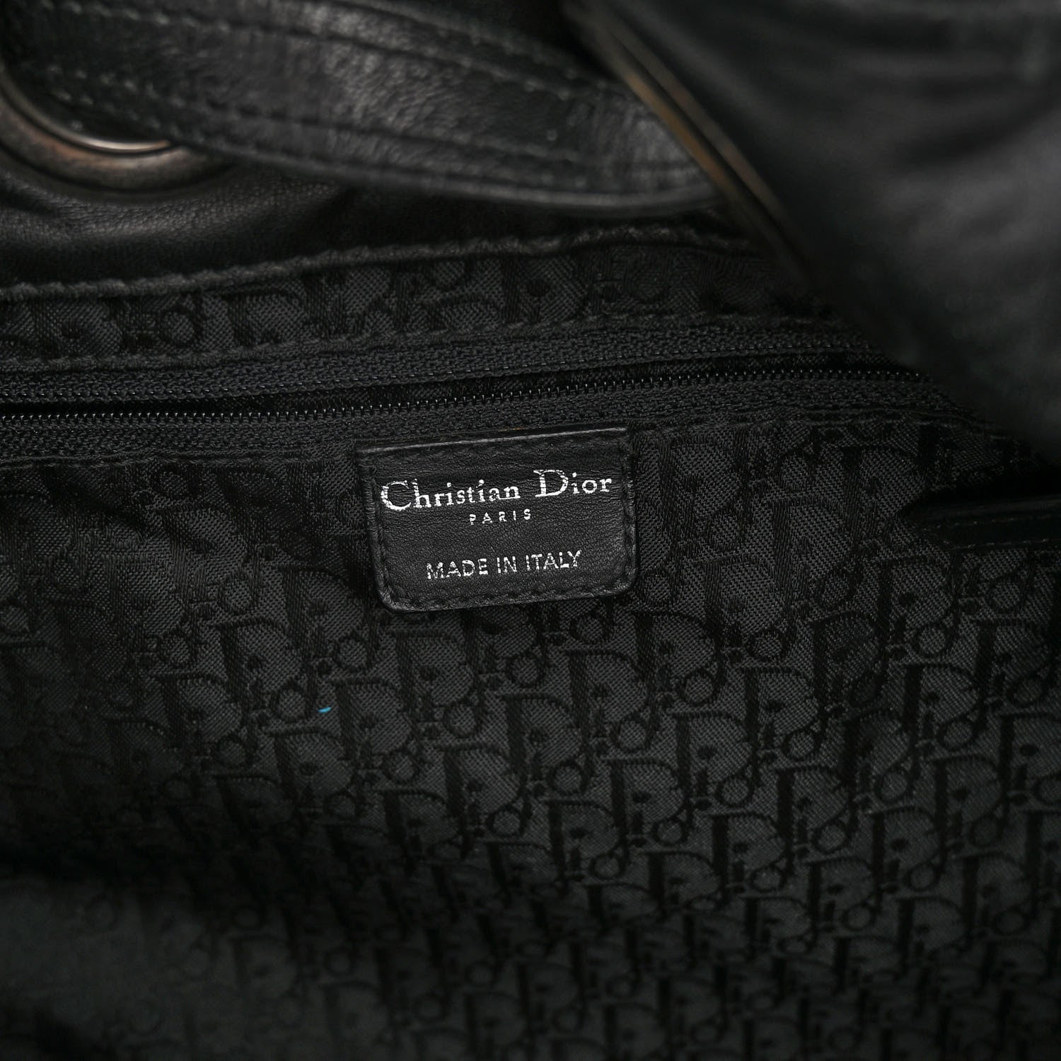Christian Dior Nylon Cannage Drawstring Bag Black 6 of 11