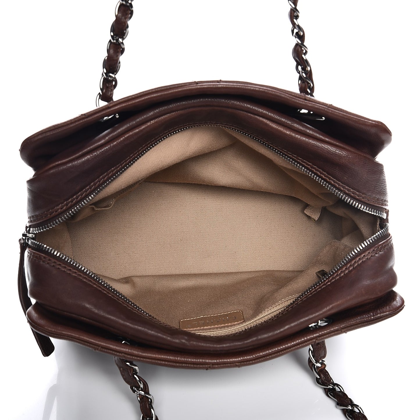 Calfskin Small Diamond Stitch Tote Dark Brown
