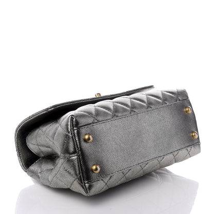 Chanel Metallic Caviar Quilted Mini Coco Handle Flap Silver 3 of 8