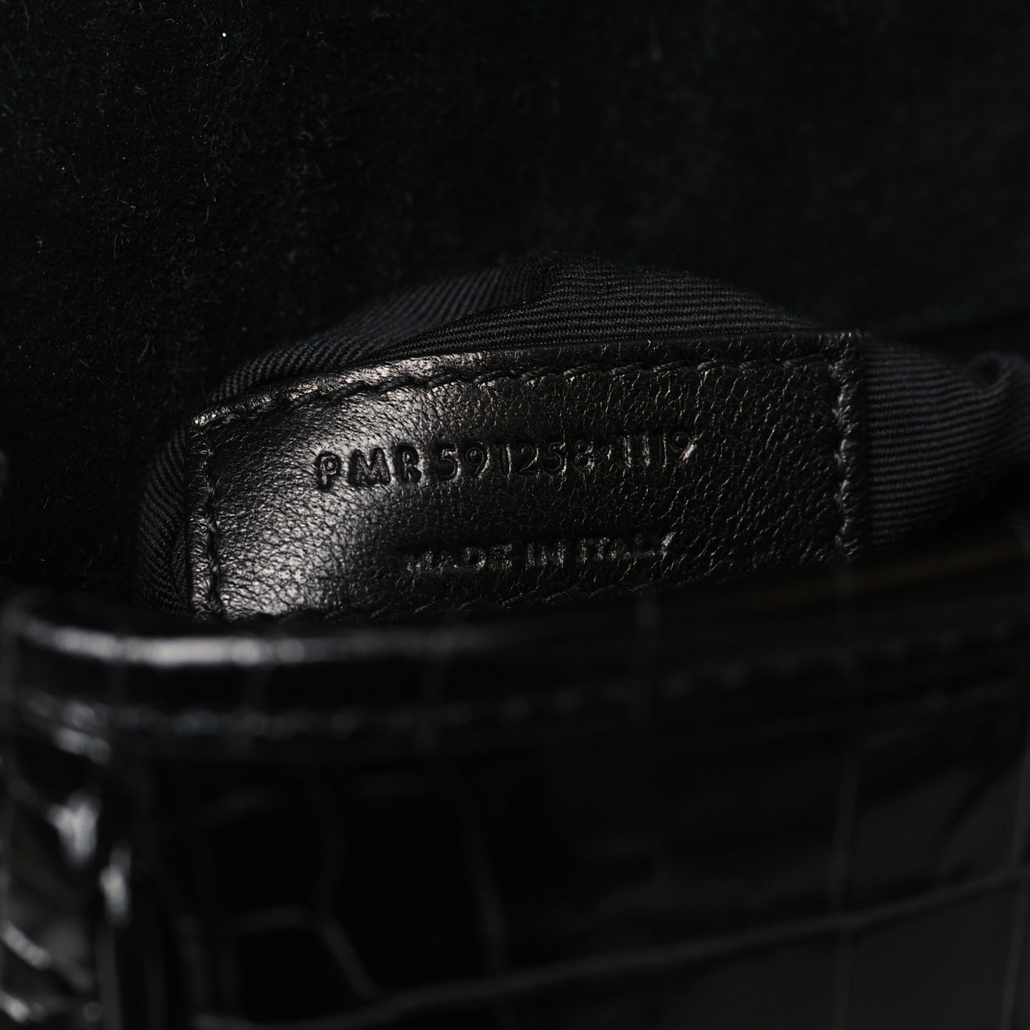 Crocodile Embossed Lambskin Matelasse Monogram Niki Chain Wallet Black