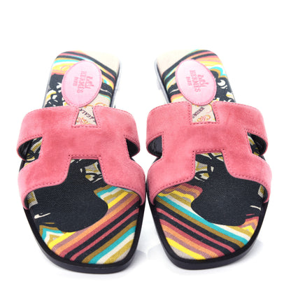 Hermes Suede Goatskin Oran Sandals 36.5 Rose De Venice 5 of 11