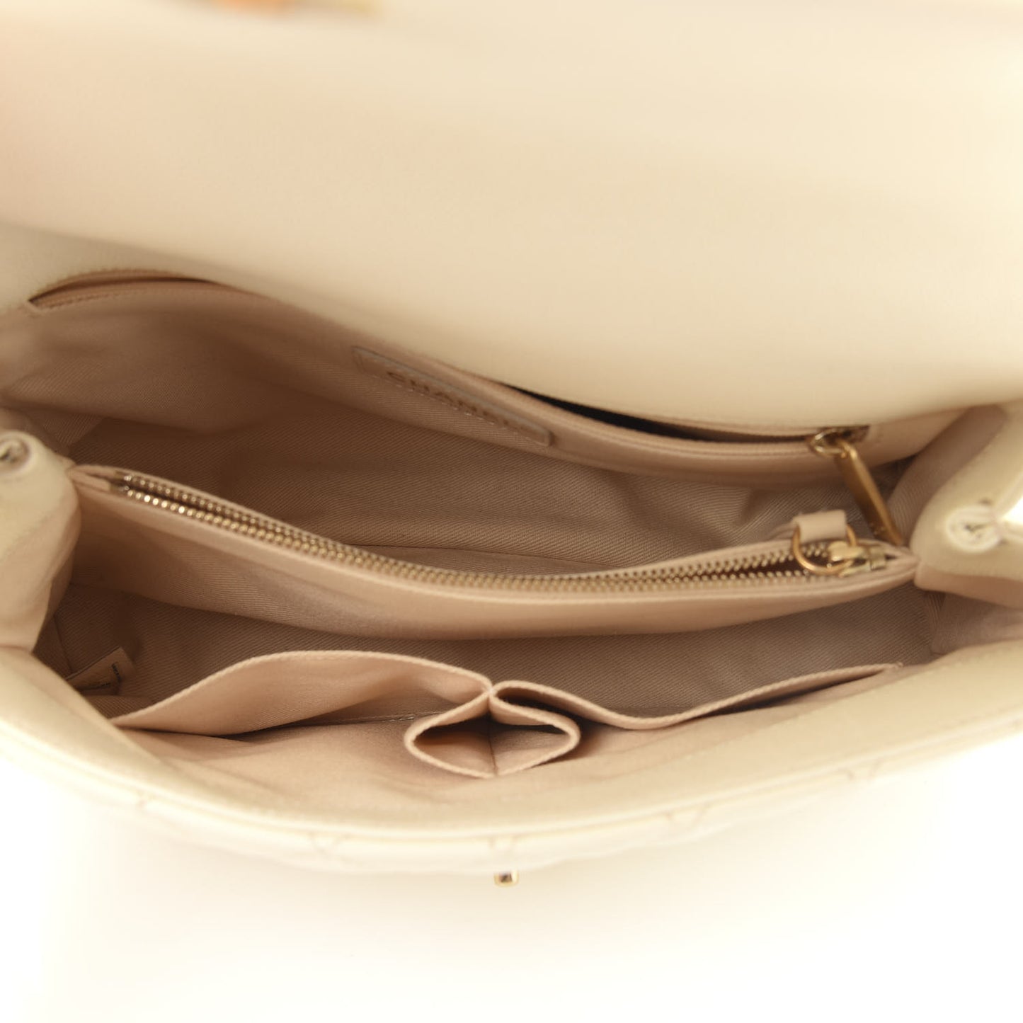 Caviar Quilted Small Coco Handle Flap White
