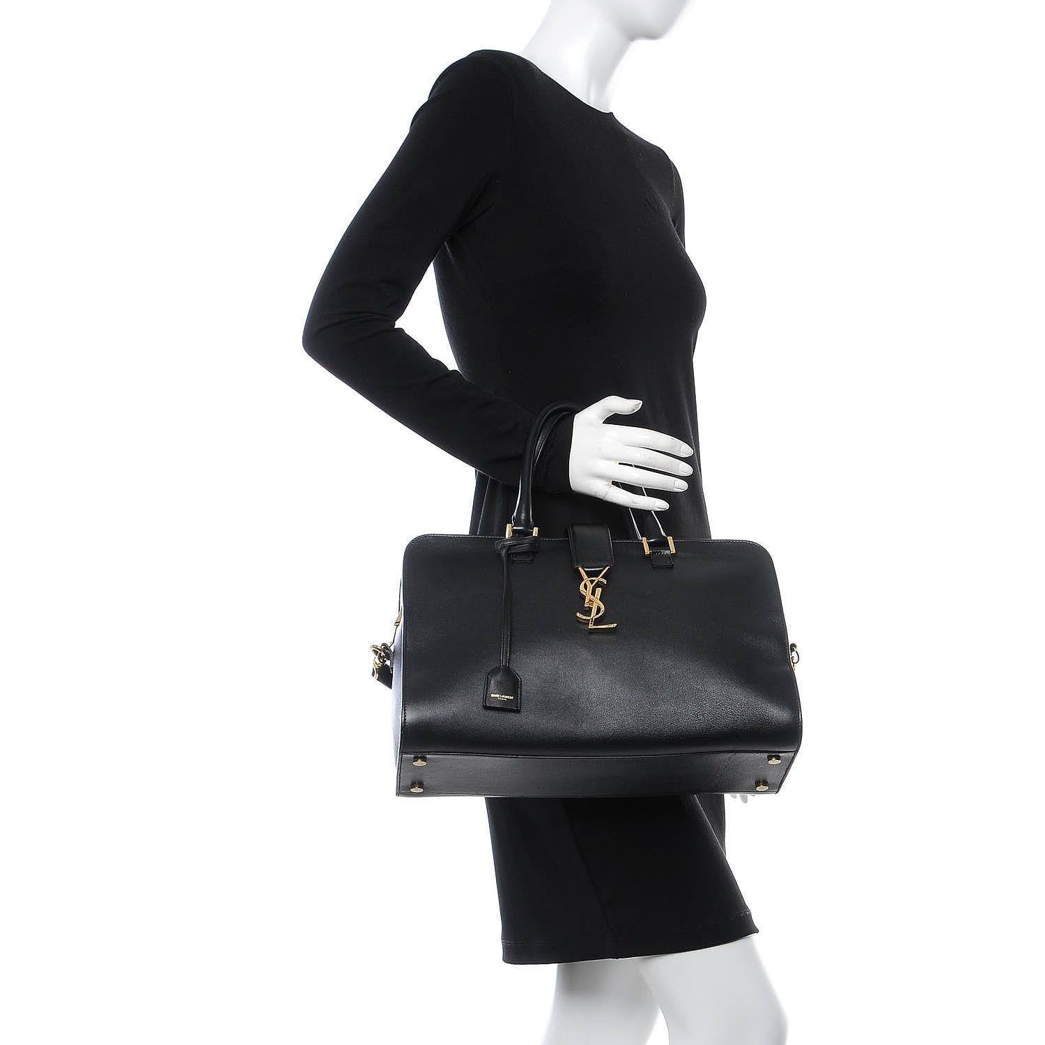 Saint Laurent Smooth Calfskin Medium Monogram Cabas Black 3 of 7