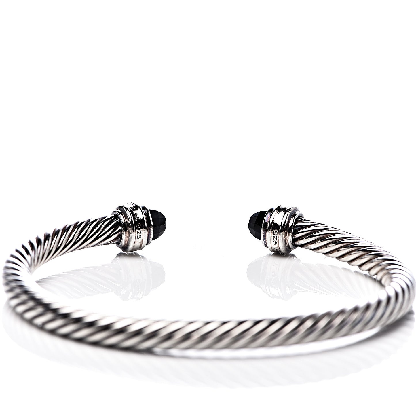 Sterling Silver Diamond Black Onyx 5mm Cable Classics Princess Bracelet