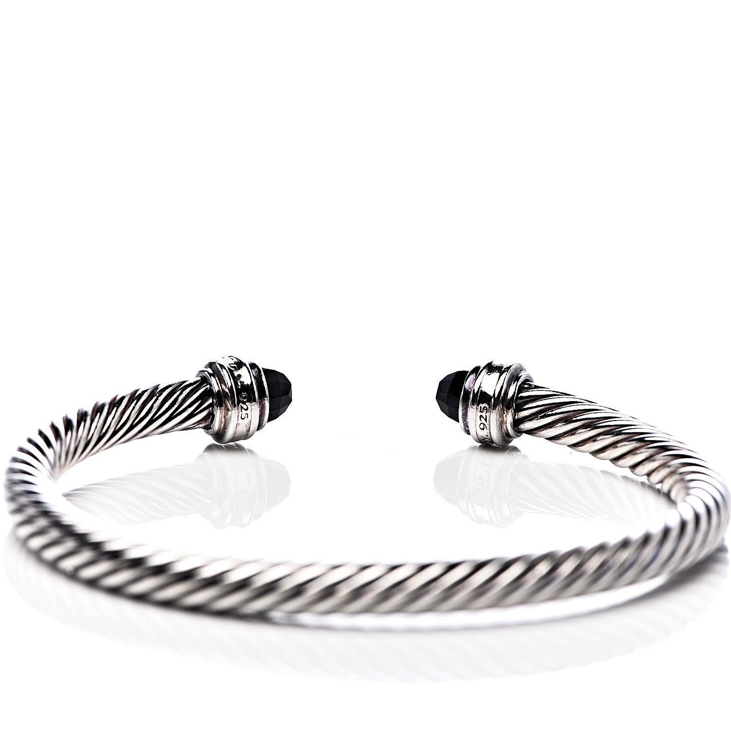 David Yurman Sterling Silver Diamond Black Onyx 5mm Cable Classics Princess Bracelet 4 of 4