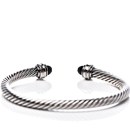 David Yurman Sterling Silver Diamond Black Onyx 5mm Cable Classics Princess Bracelet 4 of 4