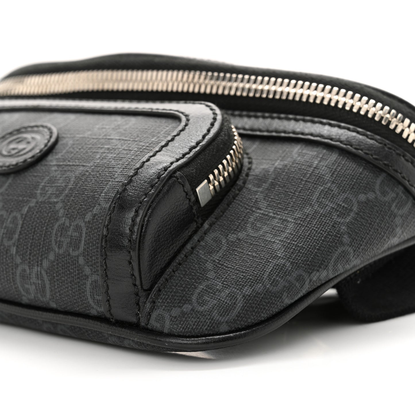 GG Supreme Monogram Textured Calfskin Retro Interlocking G Belt Bag Black