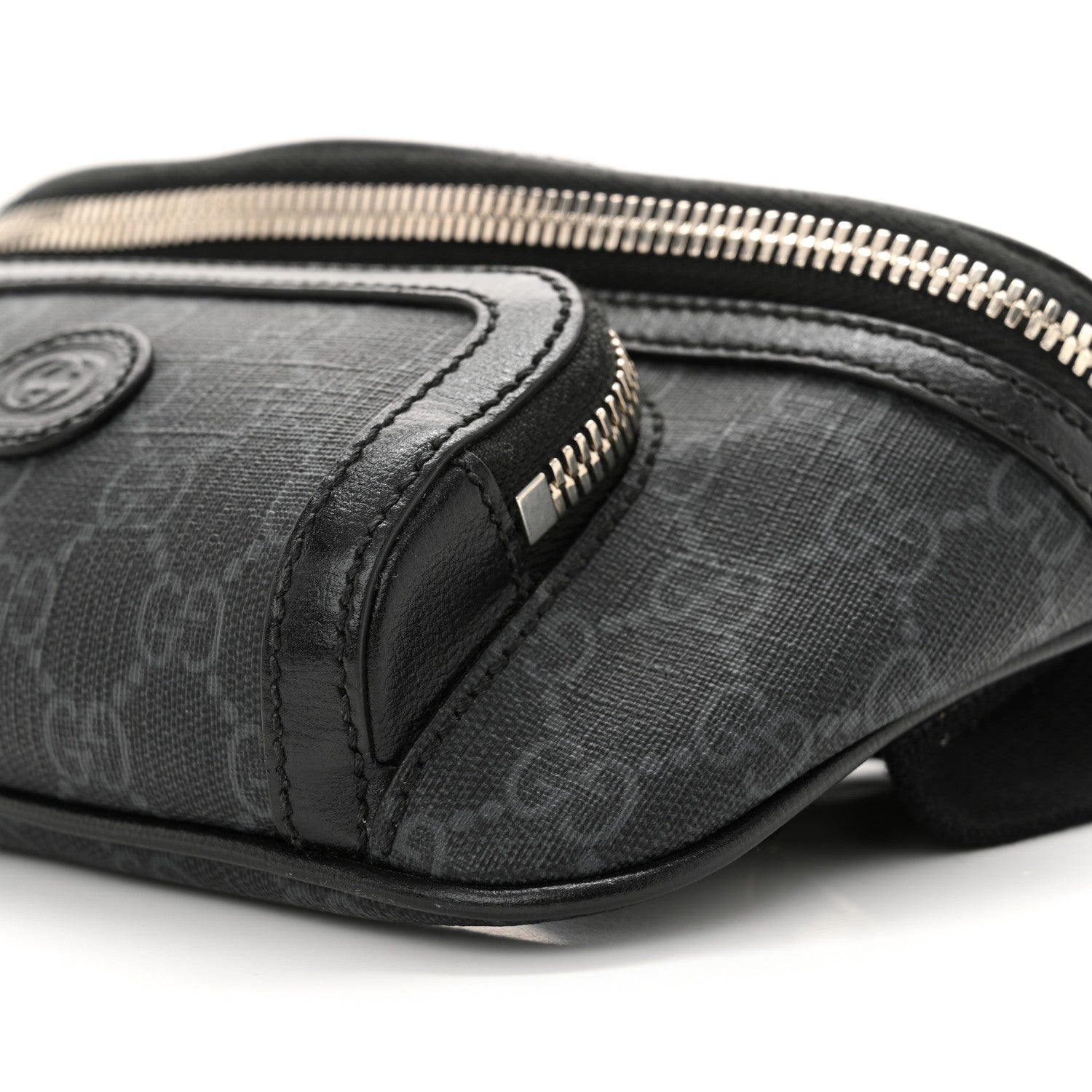 Gucci GG Supreme Monogram Textured Calfskin Retro Interlocking G Belt Bag Black 6 of 11
