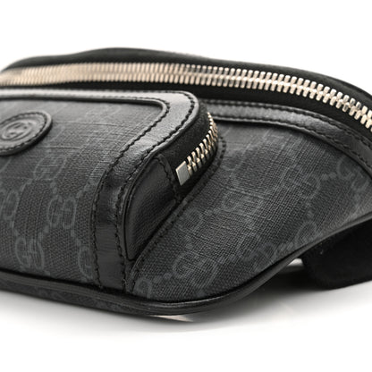 Gucci GG Supreme Monogram Textured Calfskin Retro Interlocking G Belt Bag Black 6 of 11
