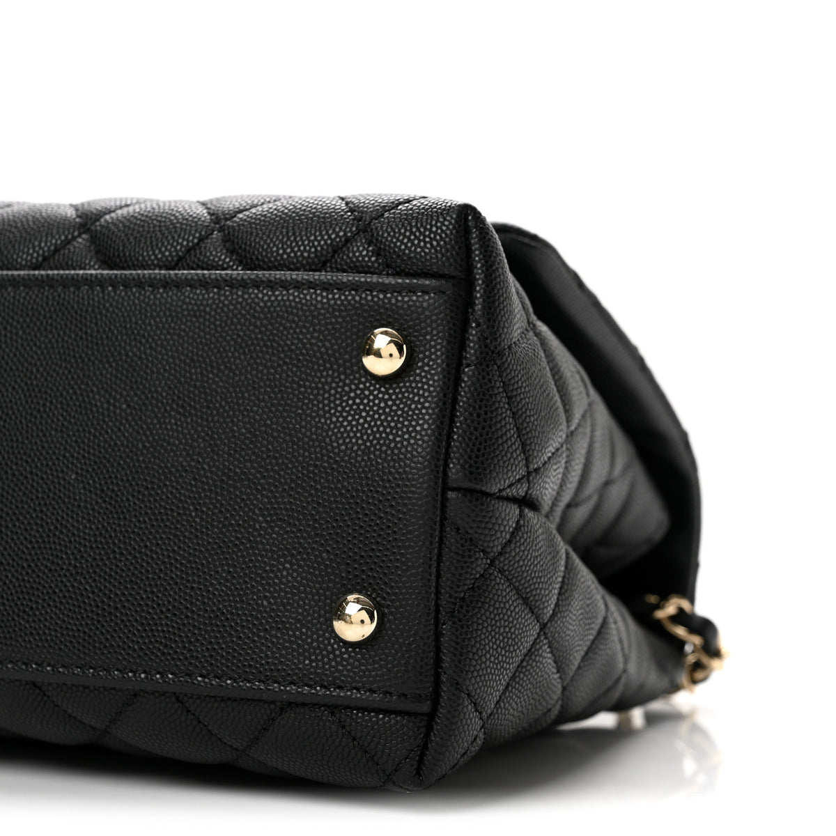 Caviar Quilted Small Coco Handle Flap Black
