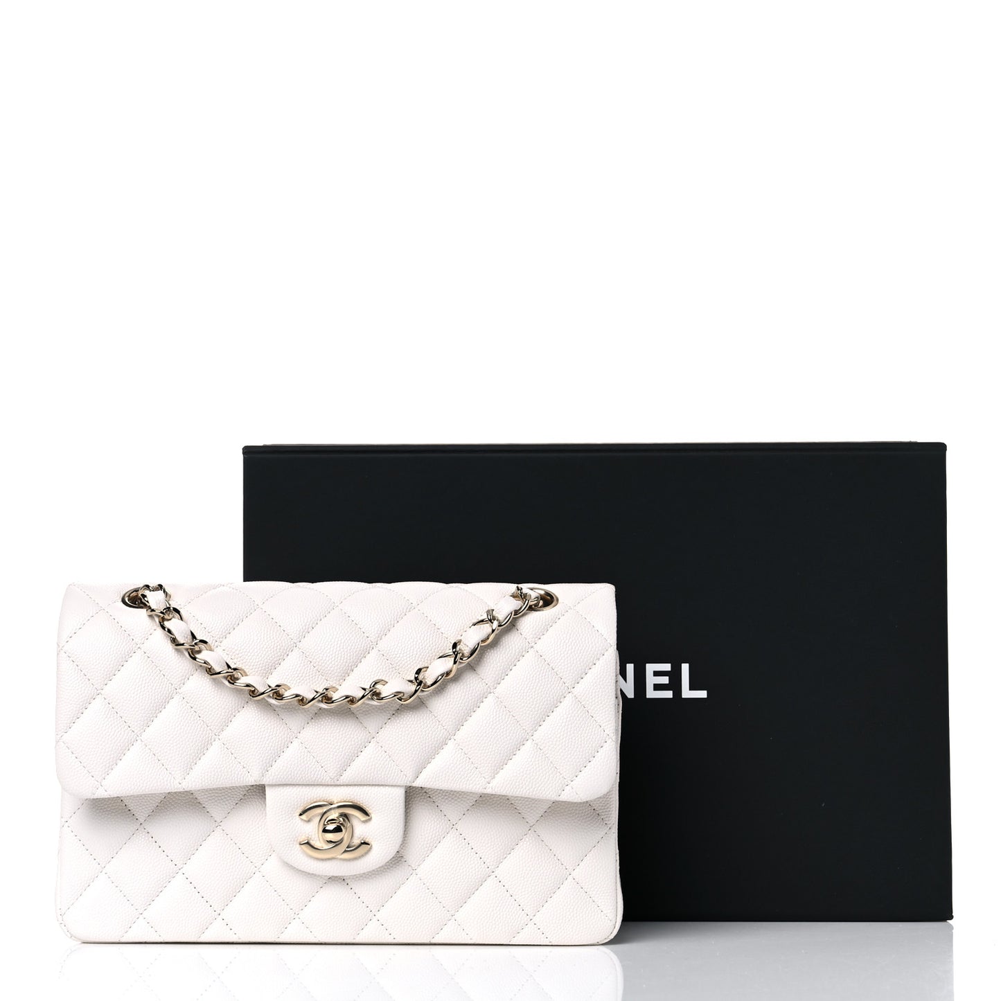 Caviar Quilted Small Double Flap White