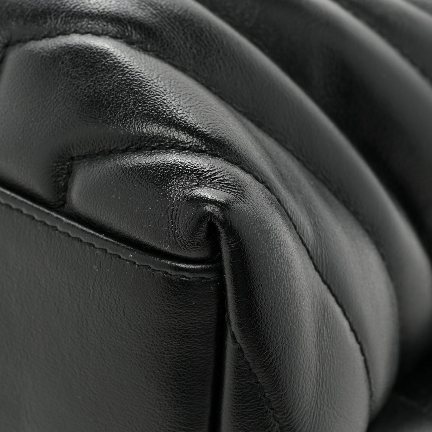 Calfskin Y Quilted Monogram Medium Loulou Chain Satchel Black