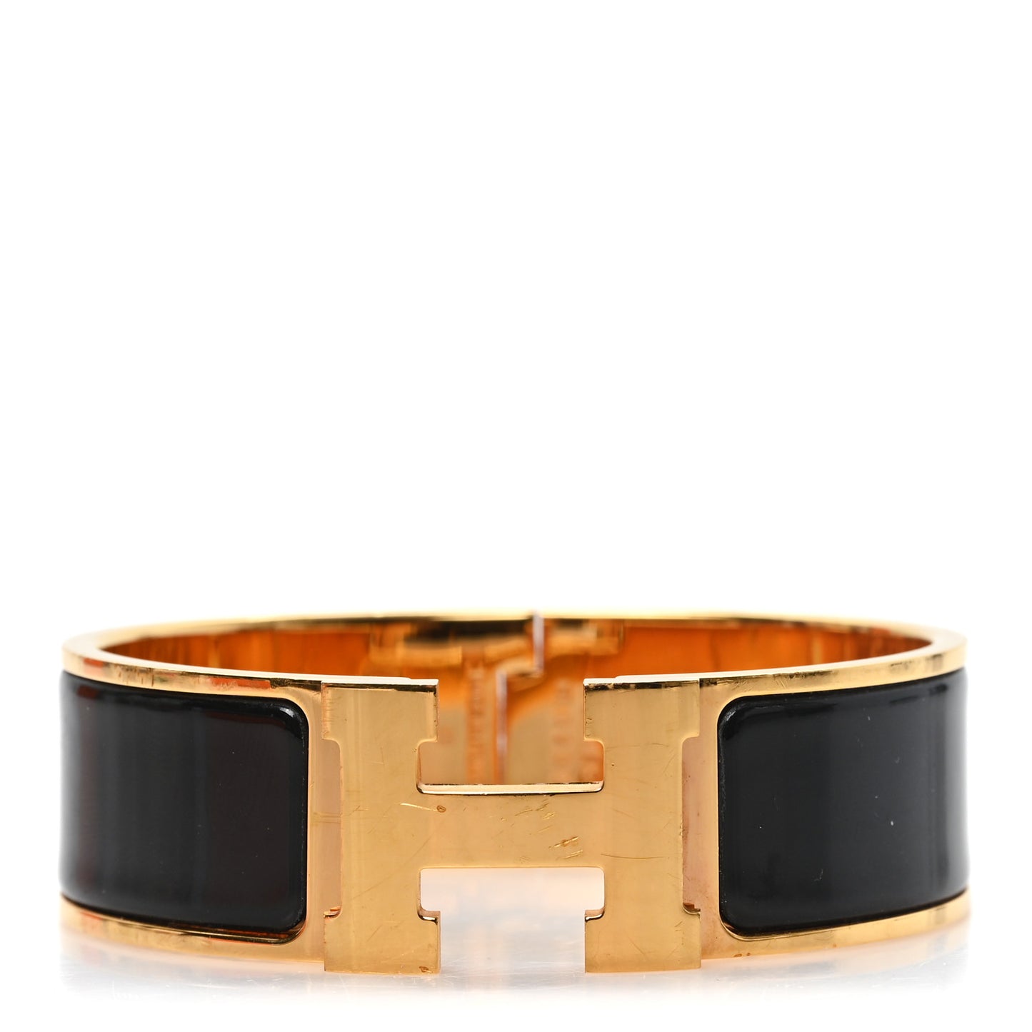 Enamel Wide Clic Clac H Bracelet GM Black