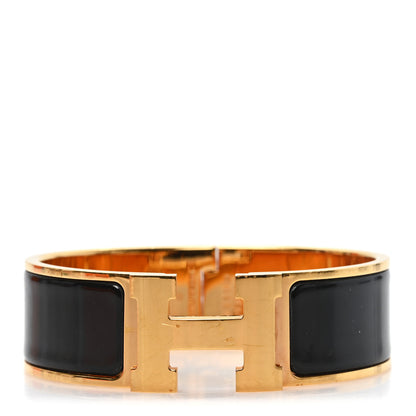 Hermes Enamel Wide Clic Clac H Bracelet GM Black 1 of 5