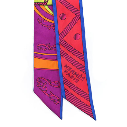 Hermes Silk Balade En Berline Twilly Rouge Fuchsia Turquoise 2 of 4