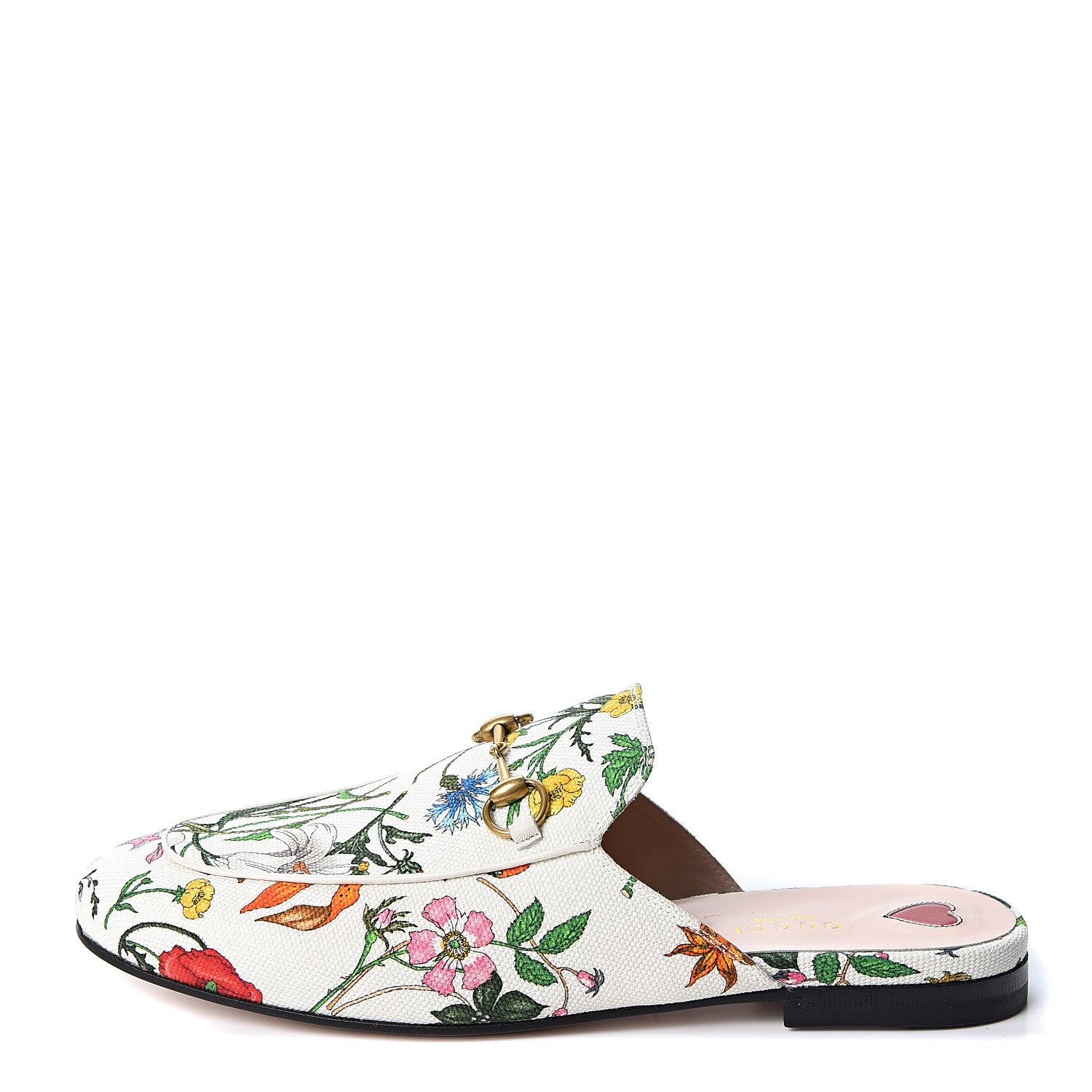 Gucci Canvas Flora Womens Princetown Slippers 39.5 White Multicolor 1 of 10