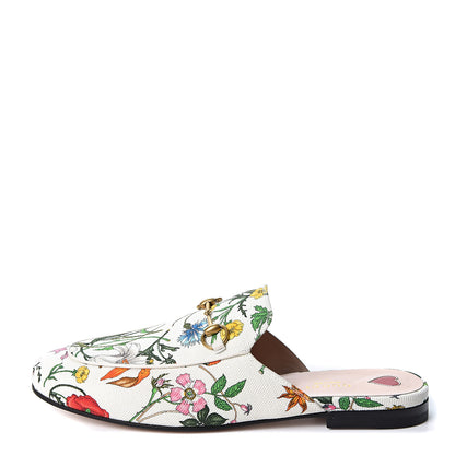 Gucci Canvas Flora Womens Princetown Slippers 39.5 White Multicolor 1 of 10