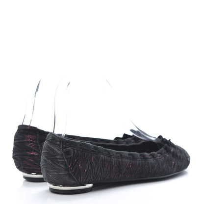 Chanel Metallic Suede CC Elastic Cap Toe Ballerina Flats 35.5 Pink Black 4 of 11