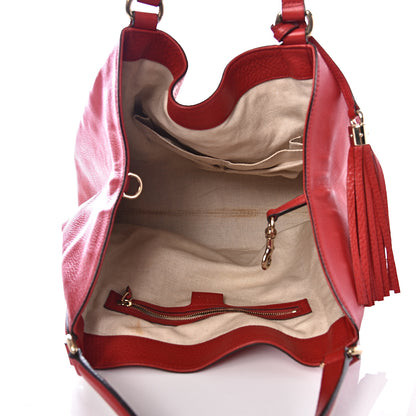 Gucci Pebbled Calfskin Medium Soho Shoulder Bag Red 4 of 12