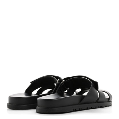 Hermes Calfskin Womens Chypre Sandals 39 Black 5 of 11