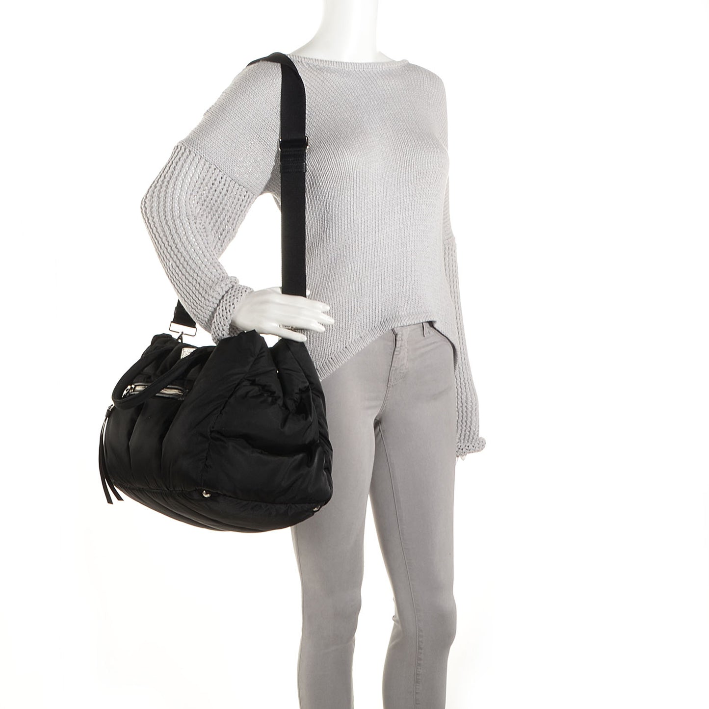 Tessuto Nylon Bomber Tote Nero Black