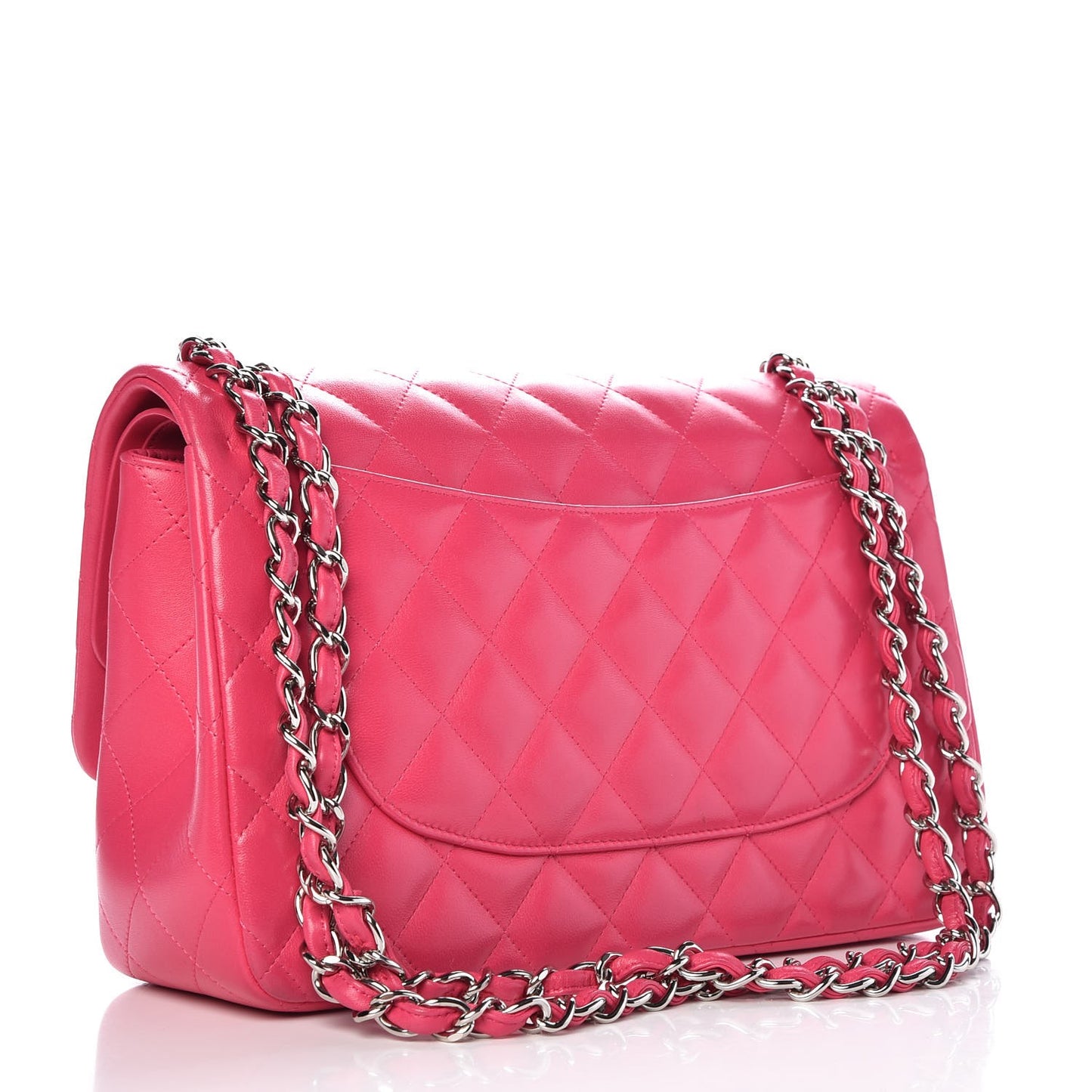 Lambskin Quilted Jumbo Double Flap Dark Pink