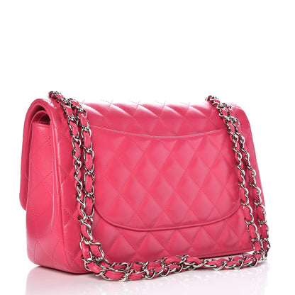 Chanel Lambskin Quilted Jumbo Double Flap Dark Pink 4 of 11