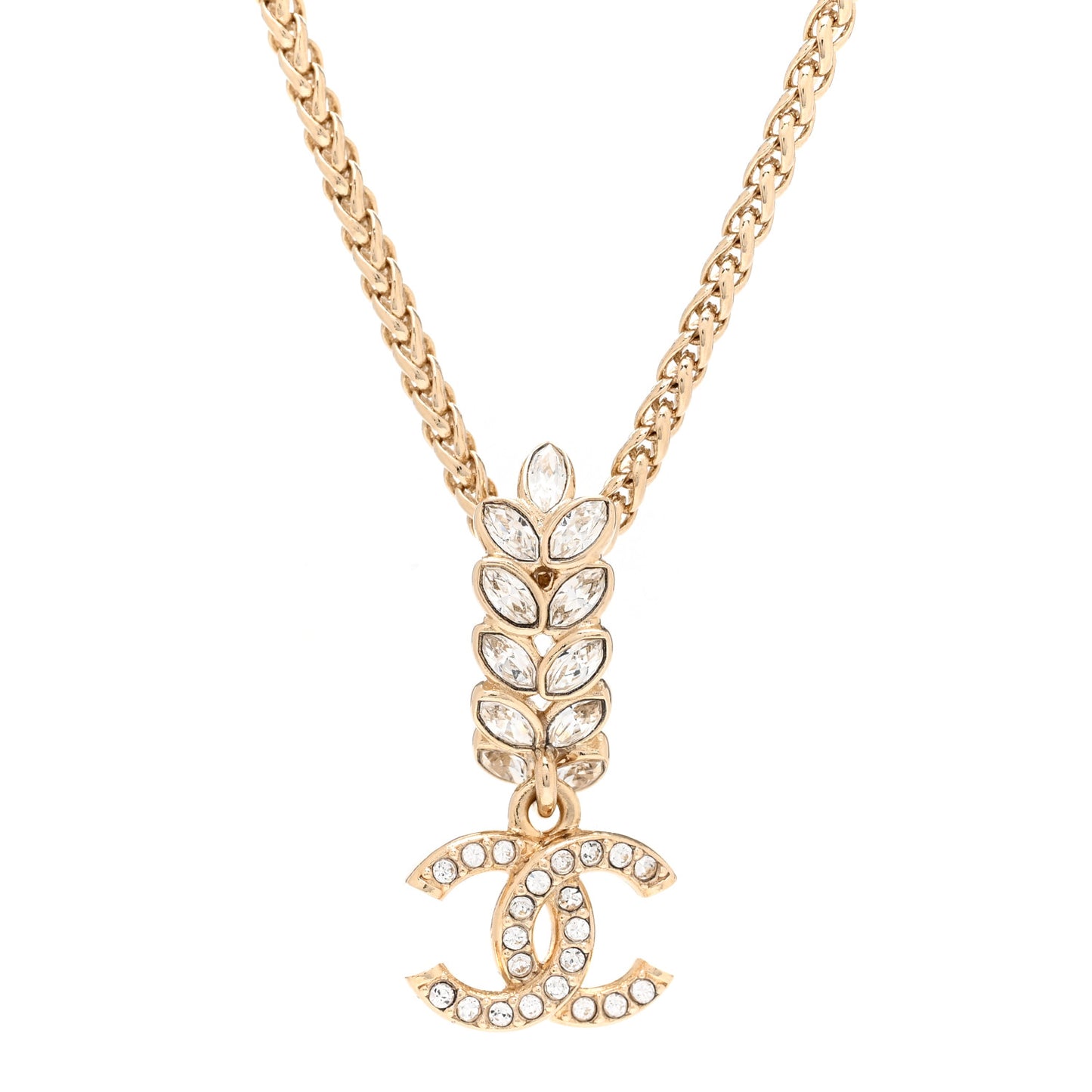 Crystal CC Pendant Necklace Gold