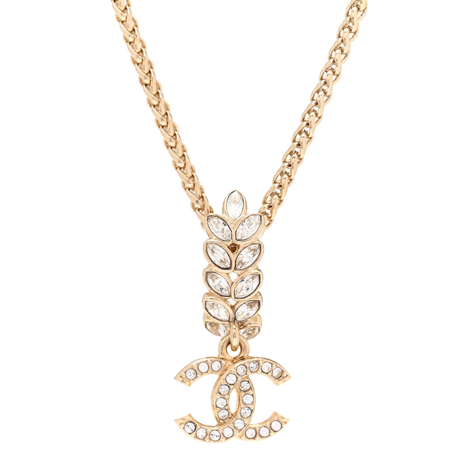 Chanel Crystal CC Pendant Necklace Gold 4 of 7