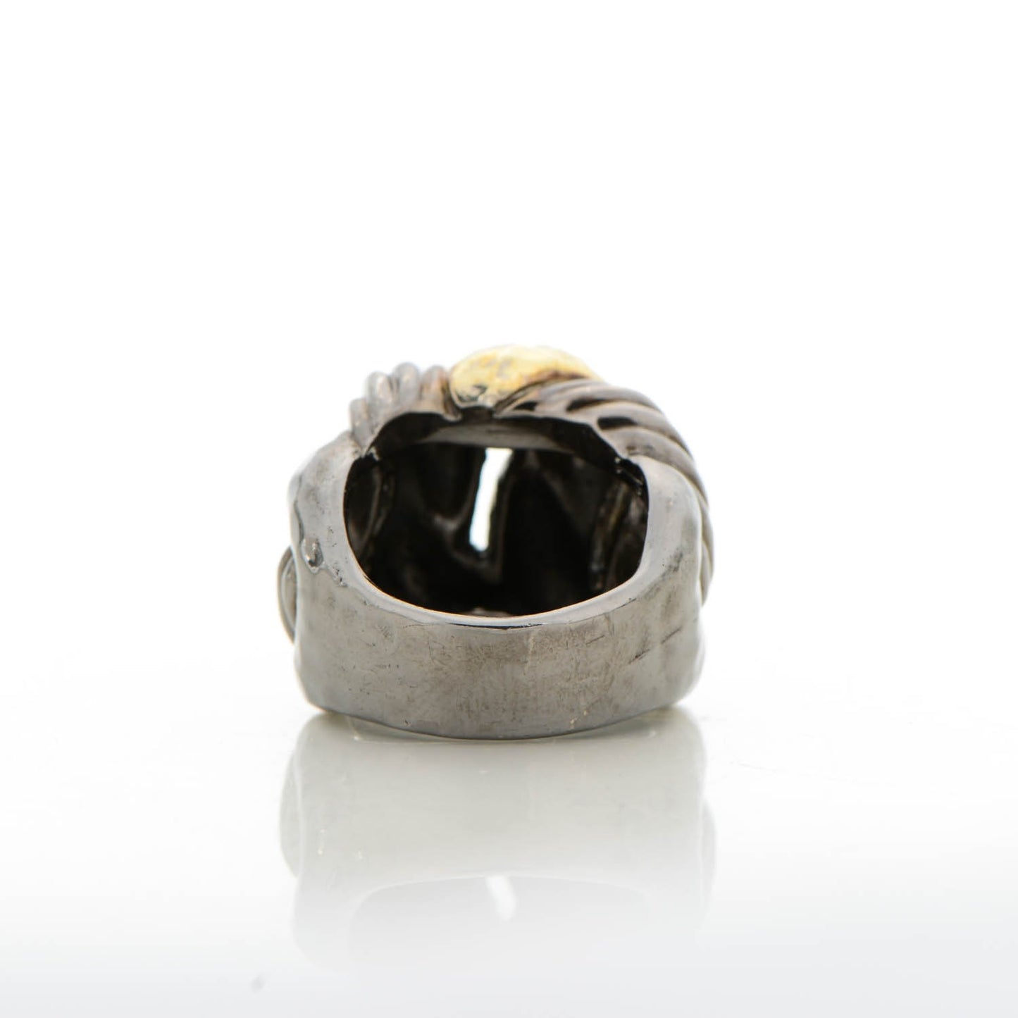 Darkened Sterling Silver 18K Yellow Gold 20mm Cordelia Ring 5.25