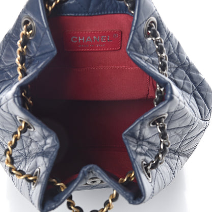 Chanel Aged Calfskin Quilted Small Gabrielle Backpack Blue Black 4 of 9