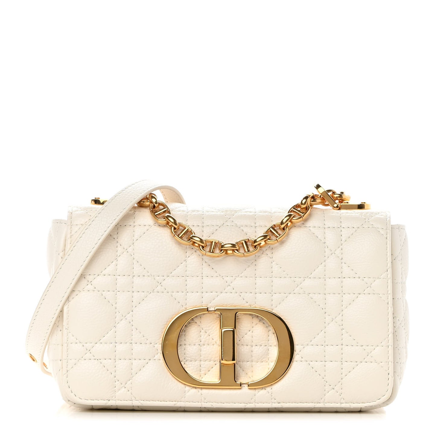 Calfskin Cannage Small Caro Bag Ivory