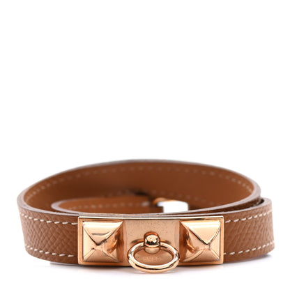 Hermes Epsom Rivale Double Tour Bracelet T3 Gold 1 of 6
