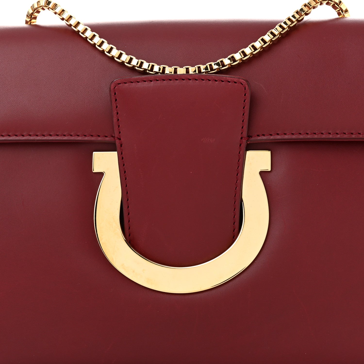 Salvatore Ferragamo Calfskin Thalia Flap Shoulder Bag Wine 8 of 10
