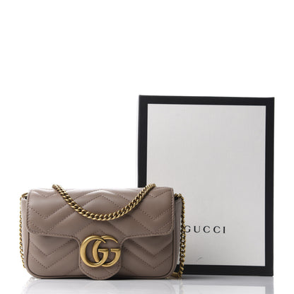 Gucci Calfskin Matelasse Super Mini GG Marmont Shoulder Bag Porcelain Rose 12 of 12
