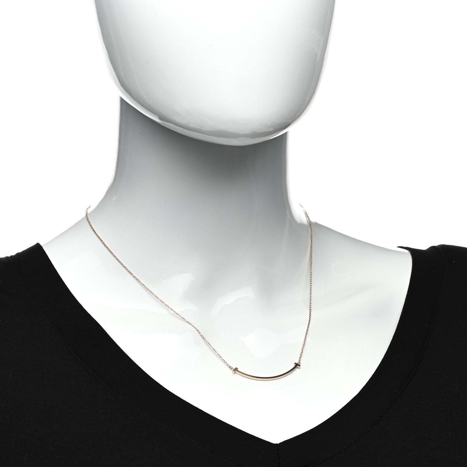 Tiffany 18K Rose Gold Small T Smile Pendant Necklace 2 of 5