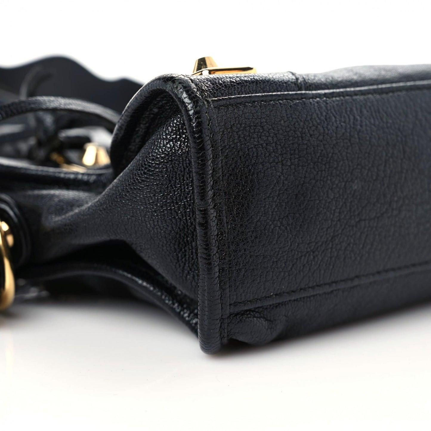 Chevre Gold Metallic Edge Hardware Mini City Black