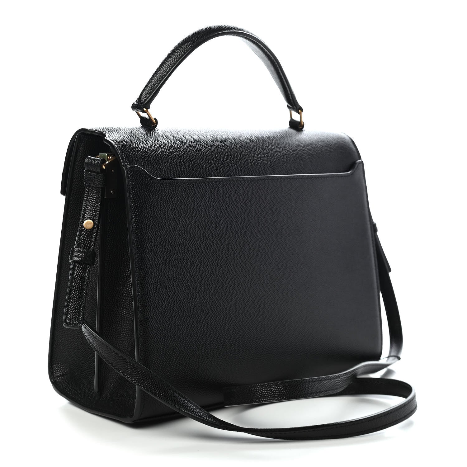 Saint Laurent Grain de Poudre Medium Classic Monogram Cassandra Top Handle Black Rouge Legion 3 of 8