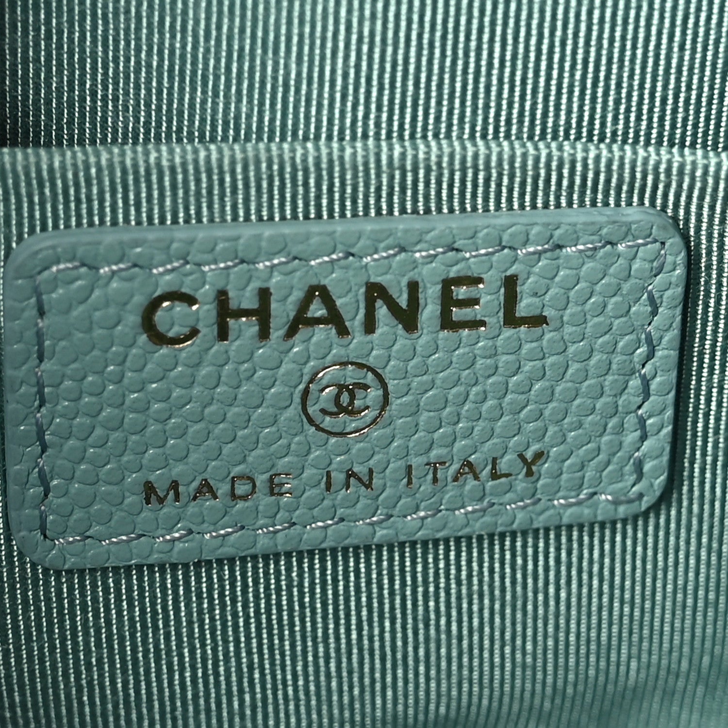 Chanel Shiny Caviar Quilted Cosmetic Case Light Blue 6 of 9