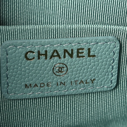 Chanel Shiny Caviar Quilted Cosmetic Case Light Blue 6 of 9