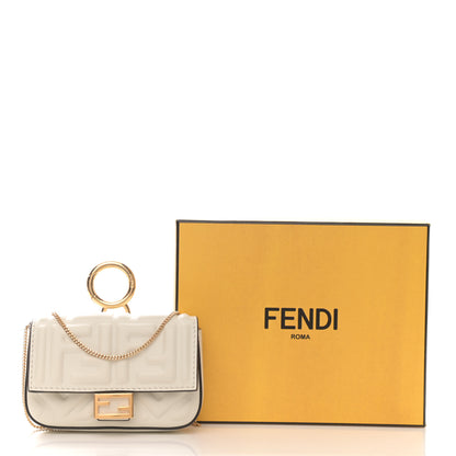 Fendi Nappa Matisse FF Embossed Nano Baguette Charm White 10 of 10