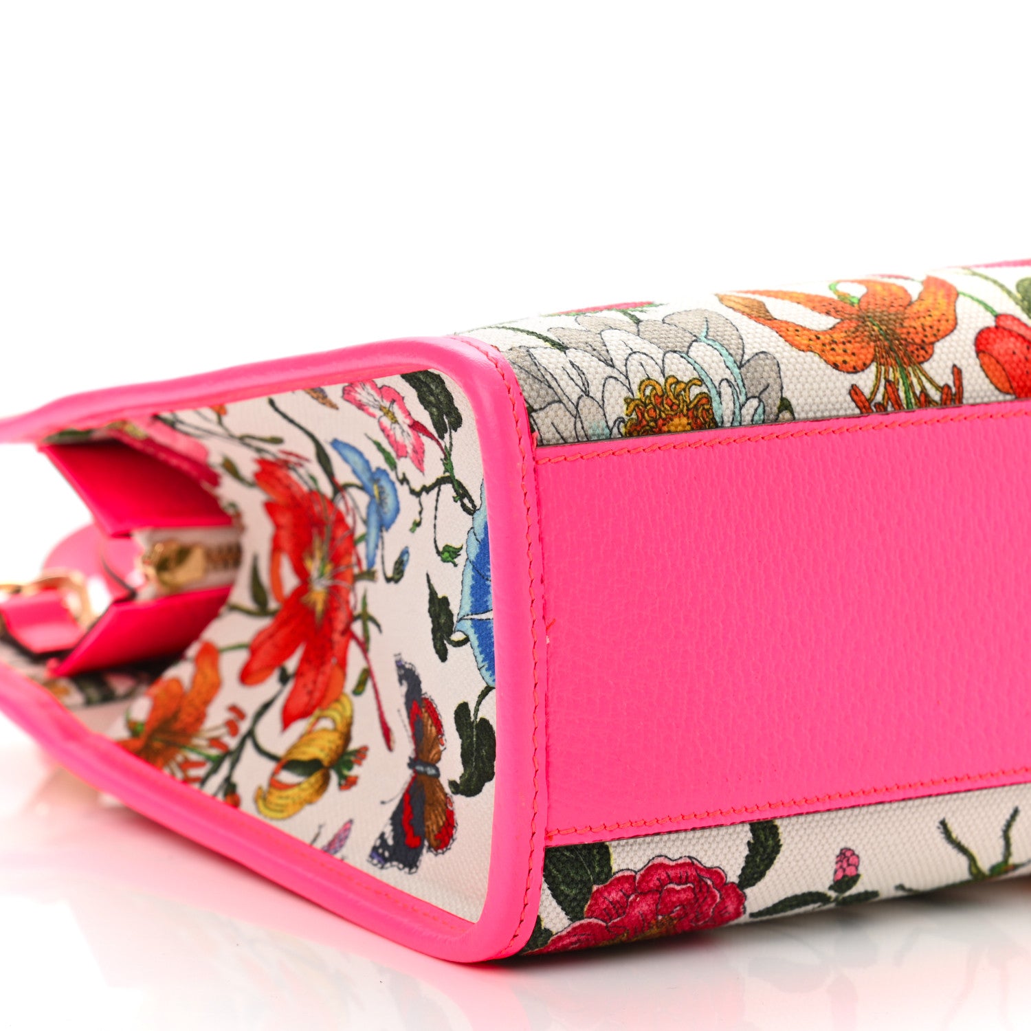 Gucci Canvas Medium Flora Tote Fuchsia 10 of 12